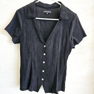 Madewell gauze V neck collared button down
